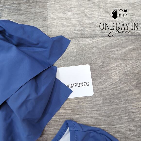 Vimpunec One Shoulder Ruffle Bikini Swimsuit Size L - Picture 4 of 7